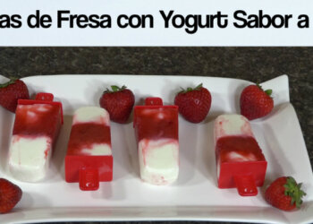 Paletas de Fresa con Yogurt Sabor a Coco / Ice Pops / Casayfamiliatv