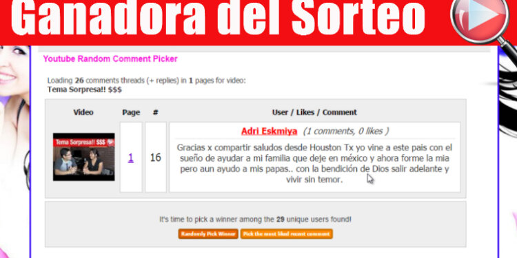 Ganadora del Sorteo!!!